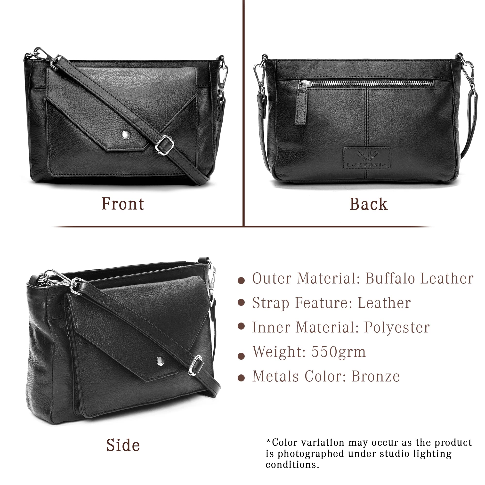 LUXEORIA Women's Leather Crossbody Bag - Small Travel Purse with Card Pockets | Perfect for Daily Use & Travel