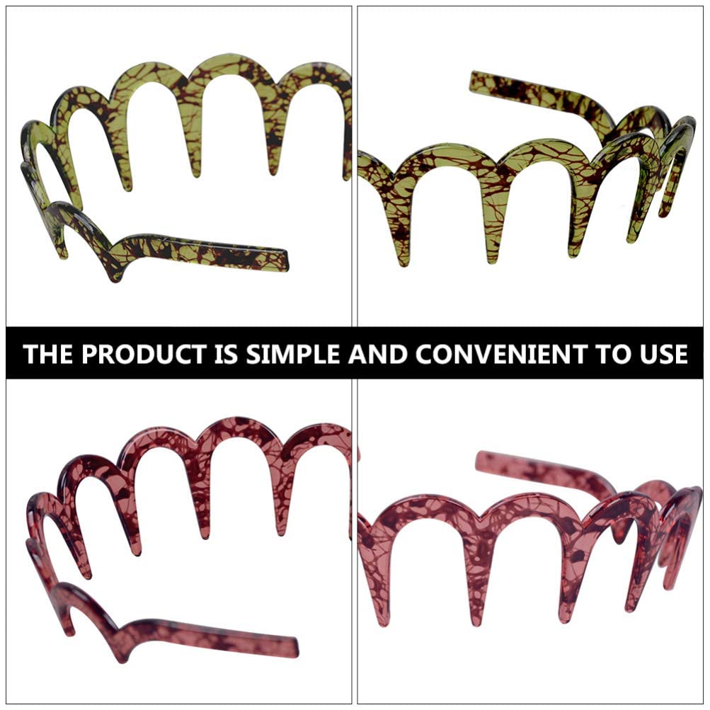 2-Piece Plastic Plain Headbands with Teeth Comb - Skinny DIY Hair Bands for Women & Girls - Perfect for Halloween, Cosplay, and Everyday Hair Styling