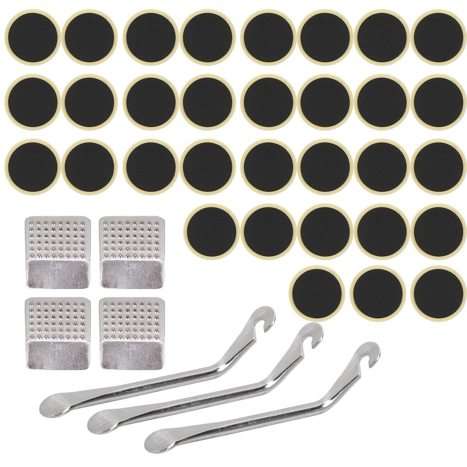 39-Piece Bicycle Tire Patch Repair Kit - Includes Inner Tube Patches, Tire Levers & Metal Rasp - Essential Puncture Repair Tool for Road Bikes, Mountain Bikes & Commuting - Perfect for Emergency Bike Repairs On-The-Go