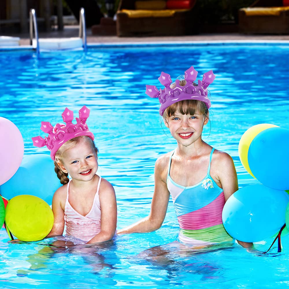 **ArtCreativity Inflatable Crown Set of 4 - Vibrant Princess Party Decorations for Kids & Adults, Fun Pool Toys & Birthday Accessories - Perfect for Pool Parties, Birthdays & Themed Events**