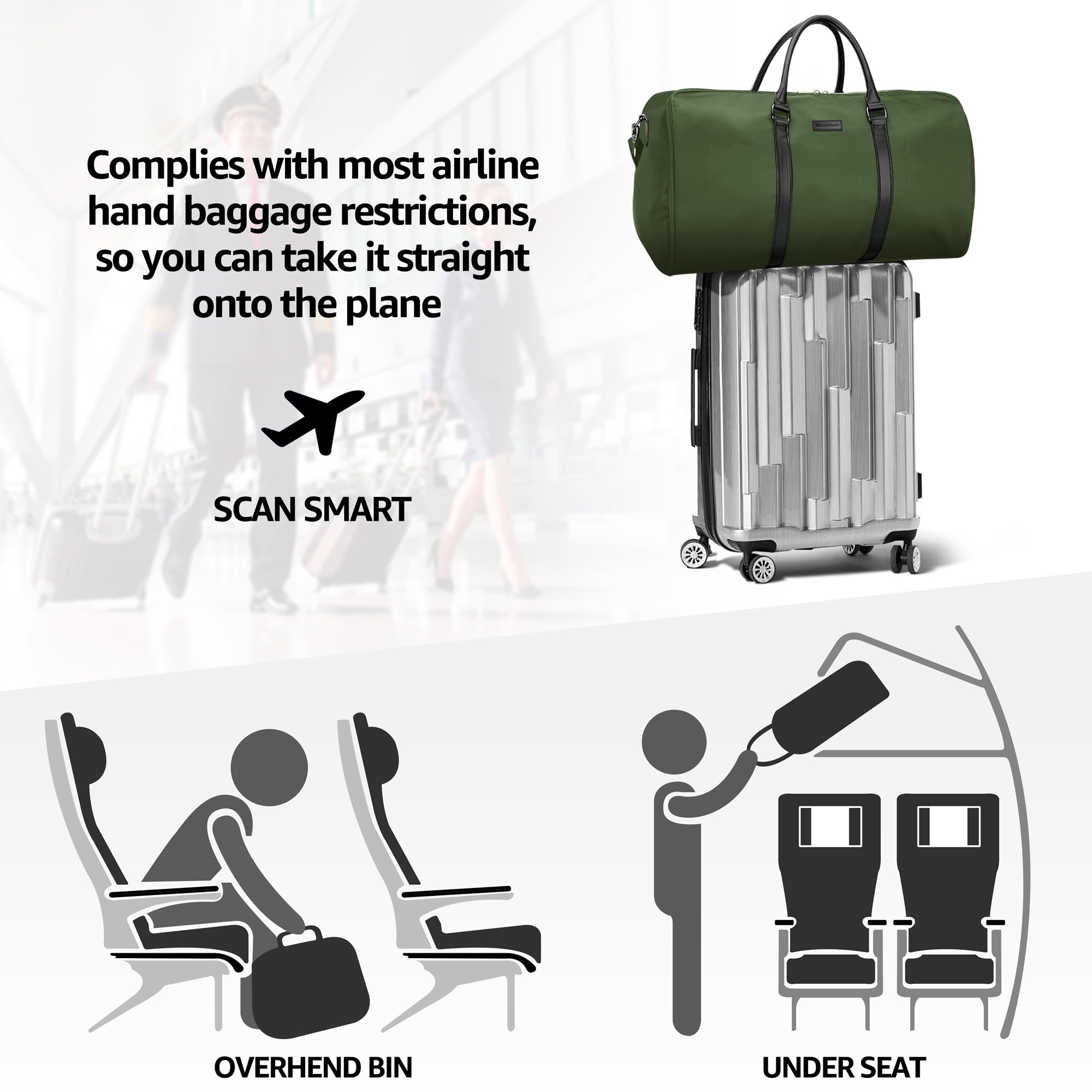 UNIQUEBELLA Convertible Carry-On Garment Bag for Travel - Duffle Flight Bag with Adjustable Shoulder Strap for Men & Women - Perfect for Business Trips, Weekend Getaways & Airplane Carry-On Luggage