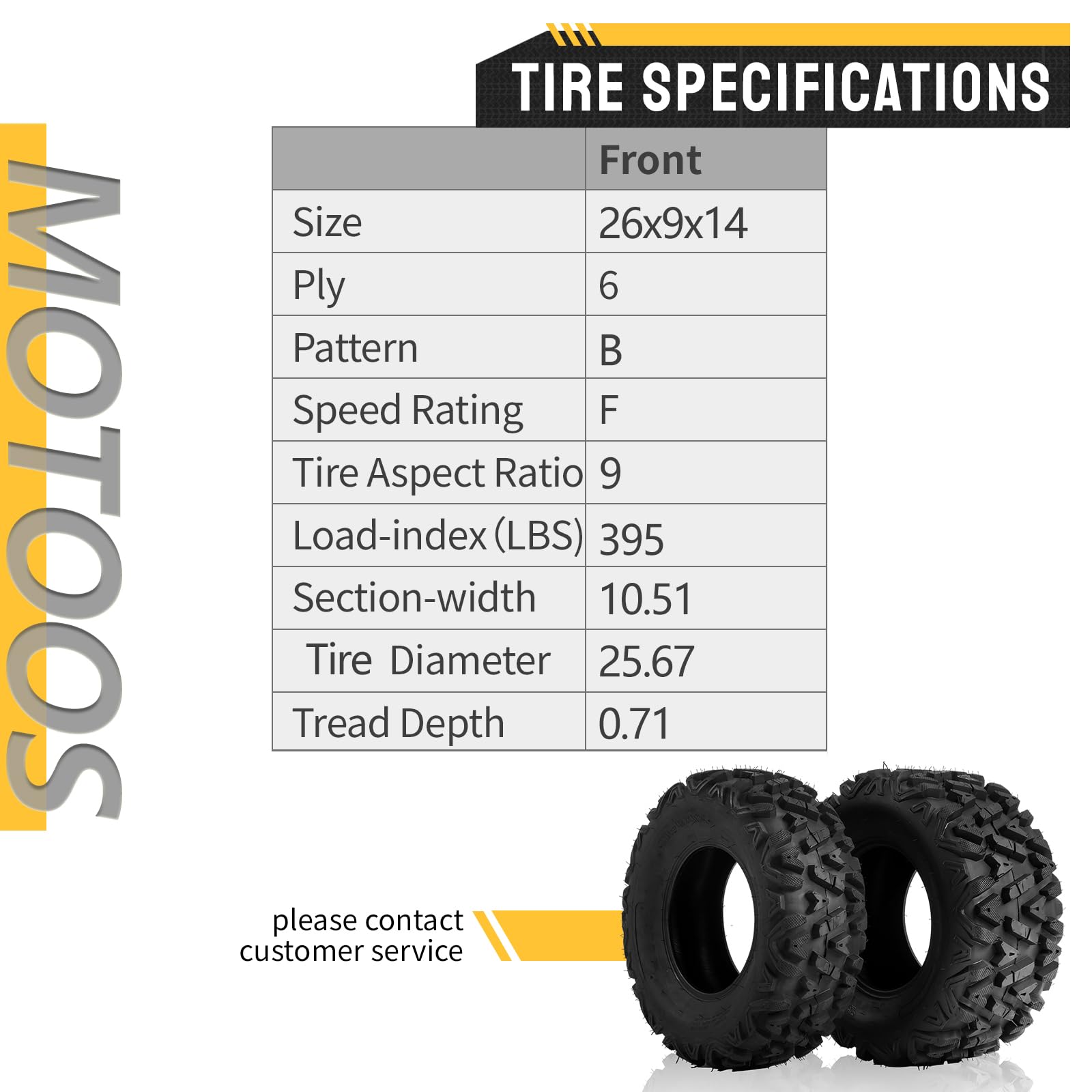 2-Pack All Terrain ATV/UTV Tires 26x9-14 (26x9x14) 6PR Tubeless Front - Heavy Duty Off-Road Performance for Mud, Sand & Trail Riding