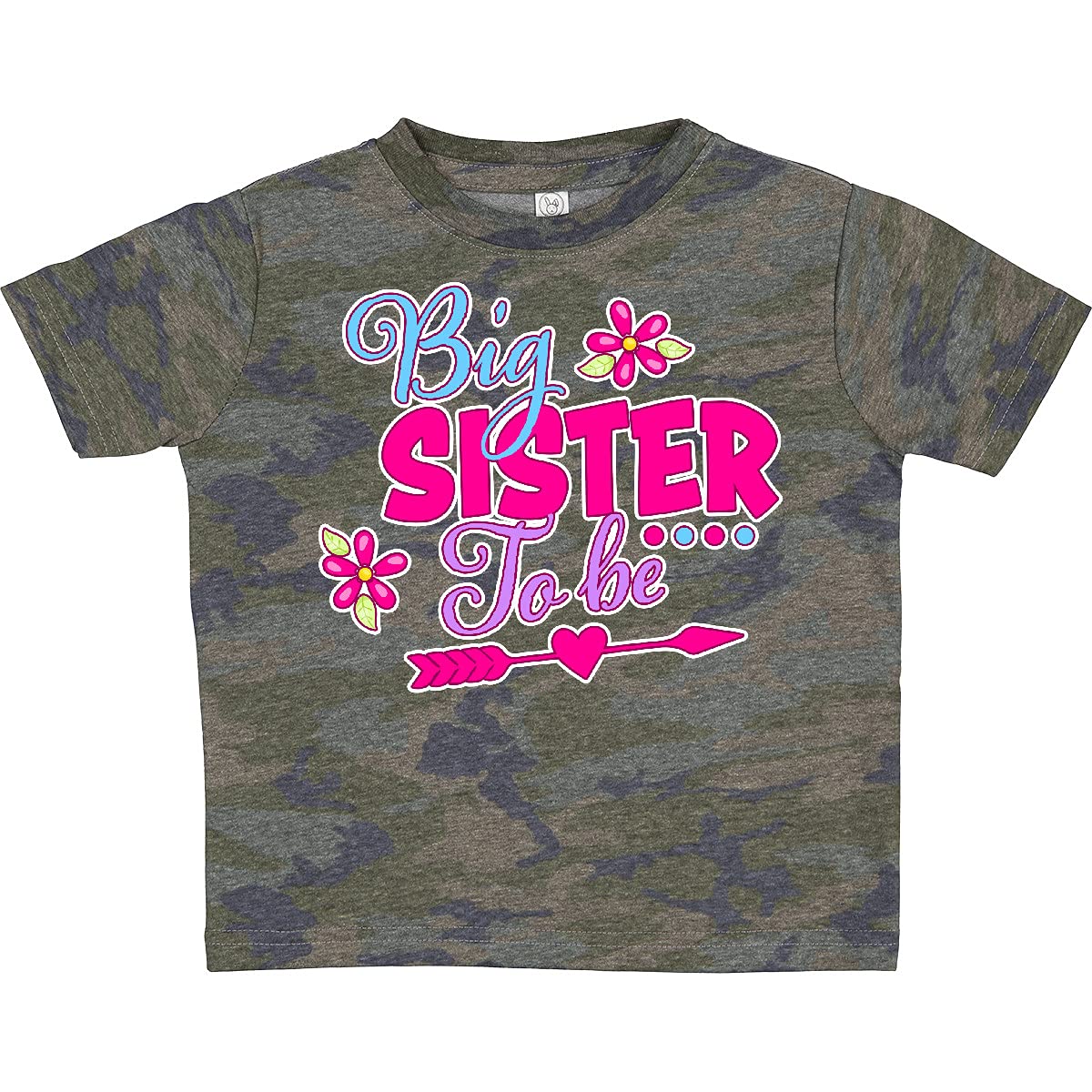 Inktastic Big Sister to Be with Flowers and Arrow Toddler T-Shirt – Cute Pregnancy Announcement Outfit for Toddler Girls – Perfect for Baby Shower, Gender Reveal & Family Photos