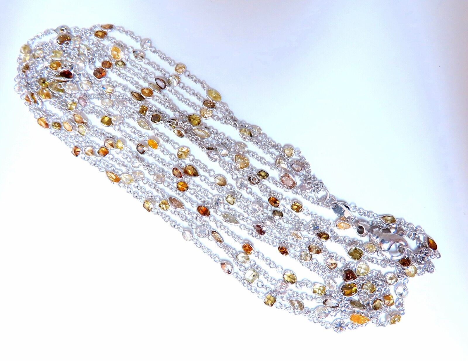 28.18ct Natural Multicolored Fancy Colored Diamond Necklace - 18K Gold 3-Strand Luxury Jewelry for Women, Perfect for Weddings, Parties & Special Occasions