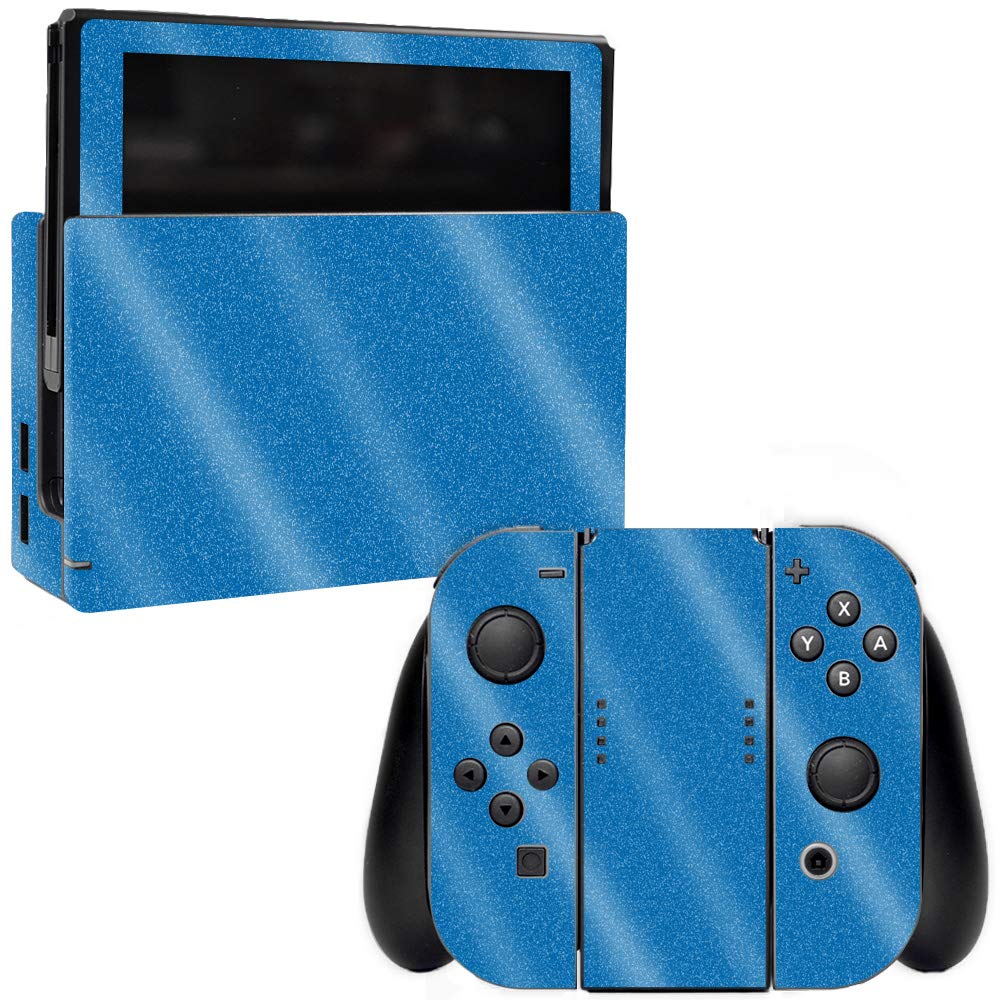 MightySkins Glossy Glitter Skin Cover for Nintendo Switch - Blue | Protective & Durable High-Gloss Vinyl Decal | Easy to Apply, Remove & Change Designs | Made in USA | Perfect for Gaming Protection & Customization