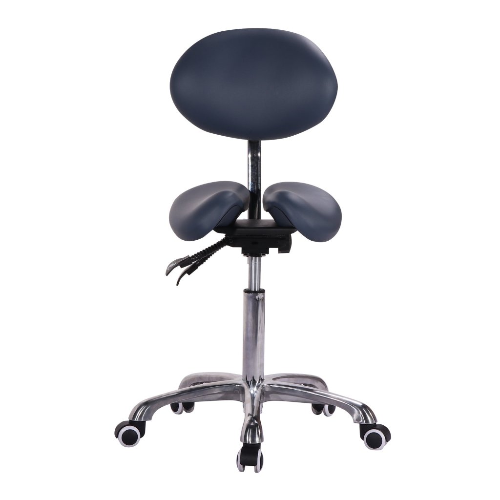 Master Massage® Berkeley Ergonomic Saddle Stool - Adjustable Height Hydraulic Swivel Rolling Seat with Split Seat Design & Backrest for Posture Correction (Black/2 Color Options) - Perfect for Massage Therapists, Chiropractors, and Office Workers