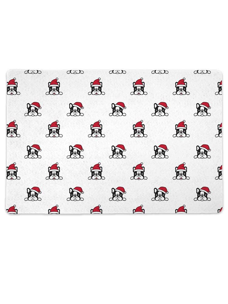 Smartprints Christmas Dog Mat with Santa Hats - Rectangle Non-Slip Pet Floor Mat for Holiday Decorations & Cozy Home Decor