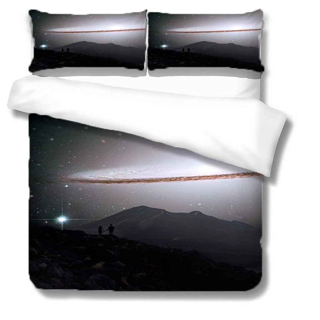 Queen Size Duvet Cover Set 90x90 Inches - Modern Cosmic Planetary Landscape Design, Soft Microfiber Comforter Cover with Zipper Closure & Corner Ties, Includes 2 Pillow Shams | Perfect for Bedroom Decor, Space Theme Rooms & Cozy Sleep