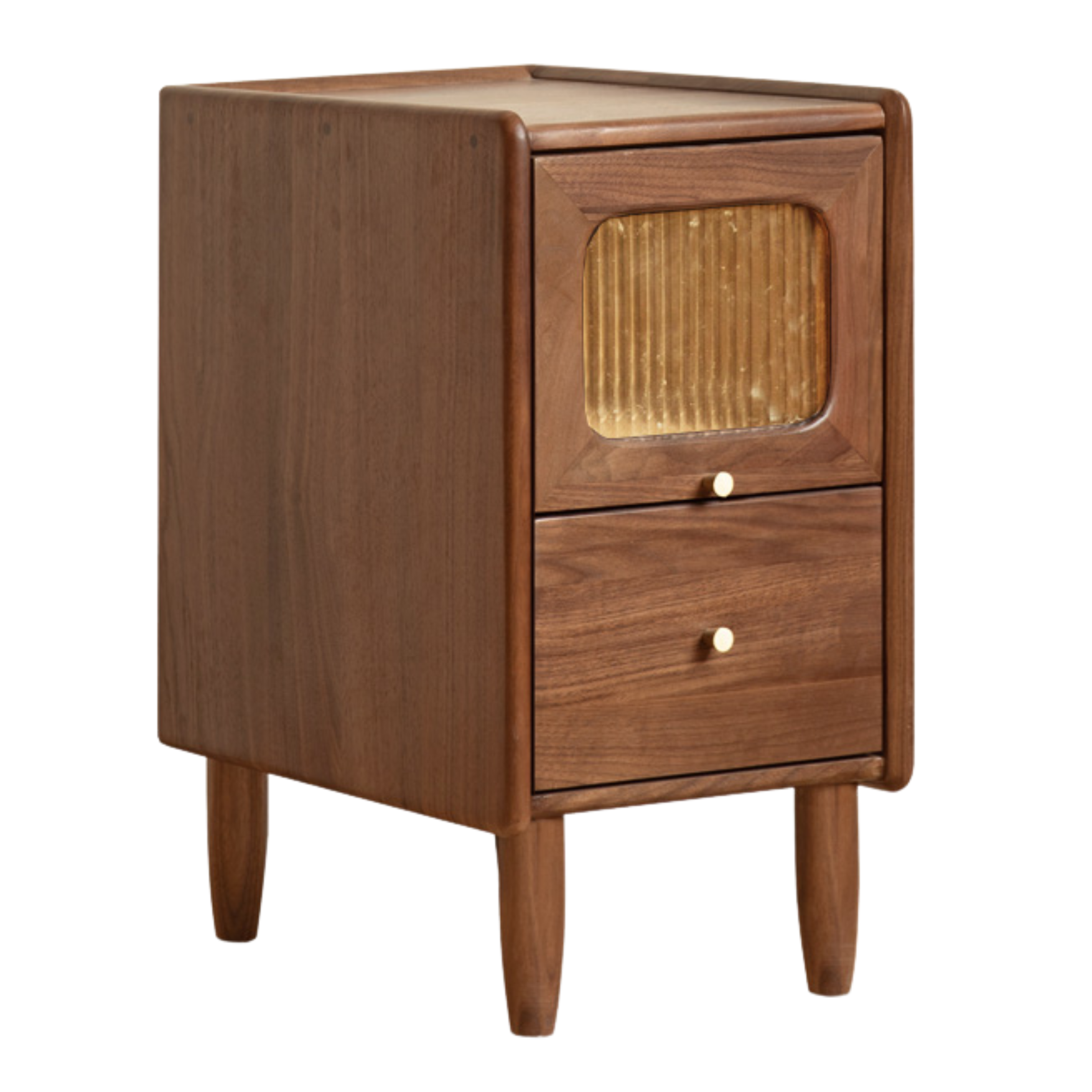 Solid Black Walnut Nightstand - Ultra Narrow Bedside Table with Calpa Wood - Perfect for Small Spaces, Apartments & Modern Bedrooms