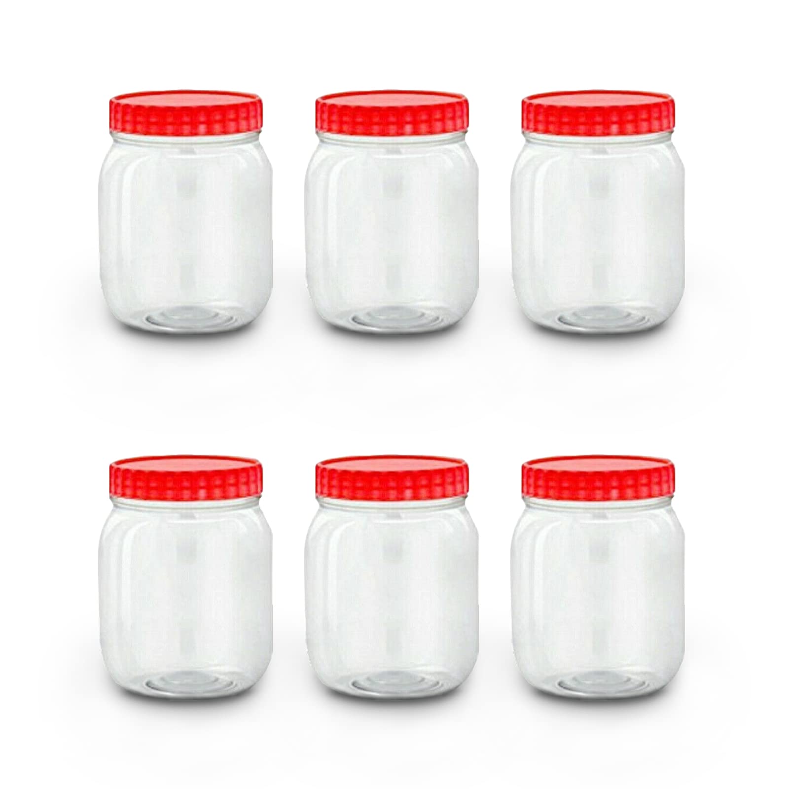 AFSUK 500ml BPA-Free Plastic Storage Jars with Airtight Screw Top Lids - Clear Food Containers for Kitchen, Herbs, Spices, Sweets & Dry Goods (Pack of 6) | Perfect for Pantry Organization & Meal Prep Storage