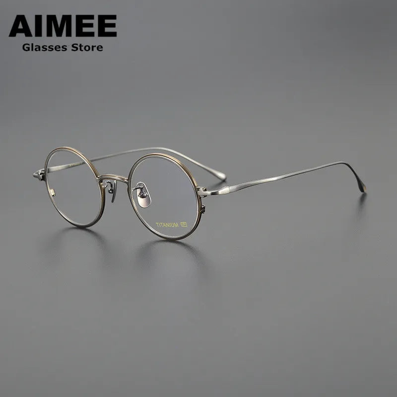 Stylish Unisex Small Round Titanium Eyeglasses Frame 4323 - Lightweight & Durable for Work, Reading & Everyday Wear