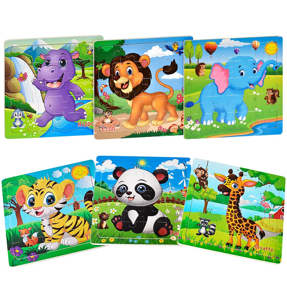 Montessori Wooden Puzzles for Toddlers Ages 3-5 - Educational Preschool Learning Toys for Boys & Girls (6 Pack, 20 Pieces) - Perfect for Early Childhood Development & Homeschool Activities