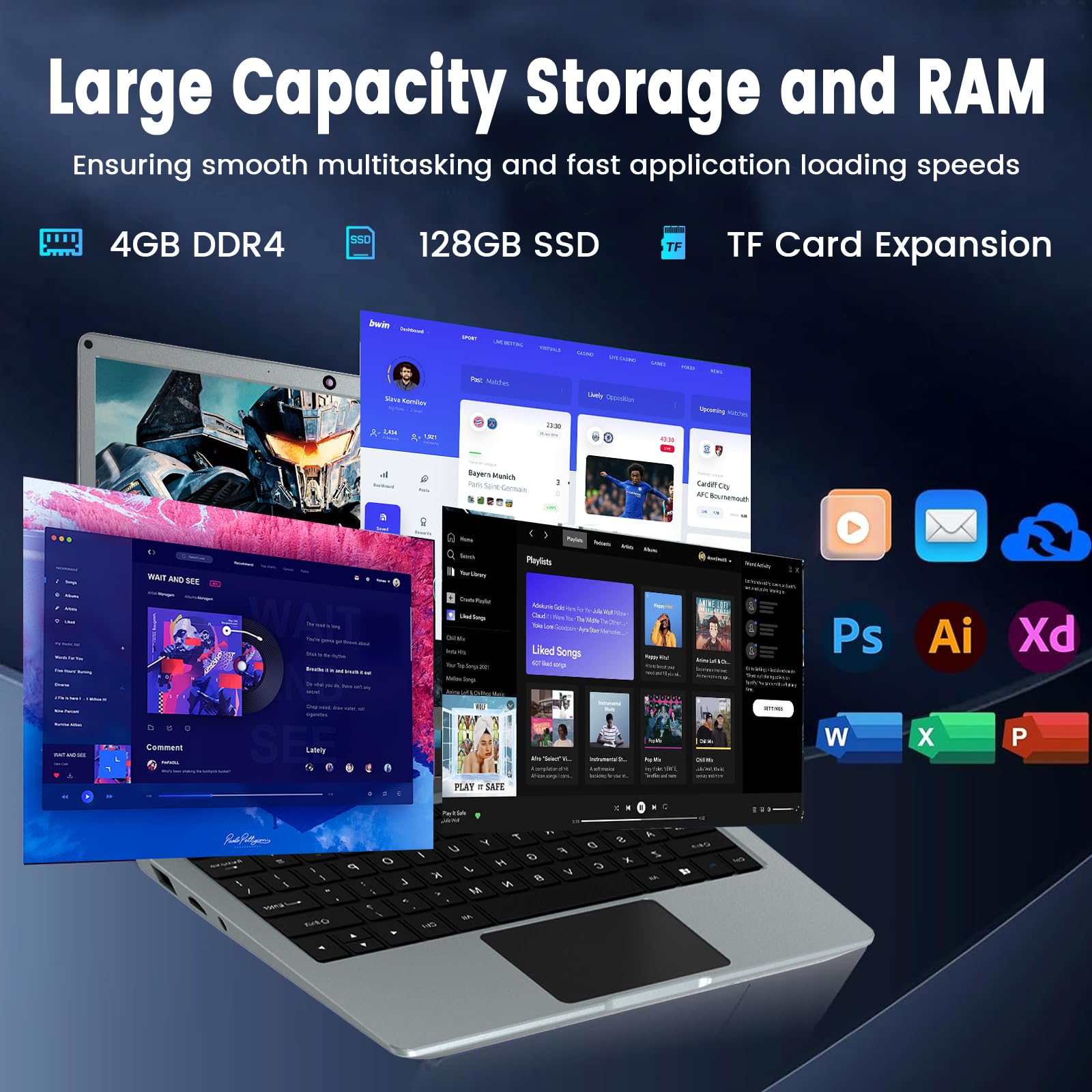 Azeyou 11.6 Inch Windows 11 Pro Laptop - Intel Celeron N4020C Processor (Up to 2.8GHz), 4GB DDR4 RAM, 128GB eMMC Storage, HD+ Display, Dual Speakers - Silver | Portable Notebook for Business, School & Travel