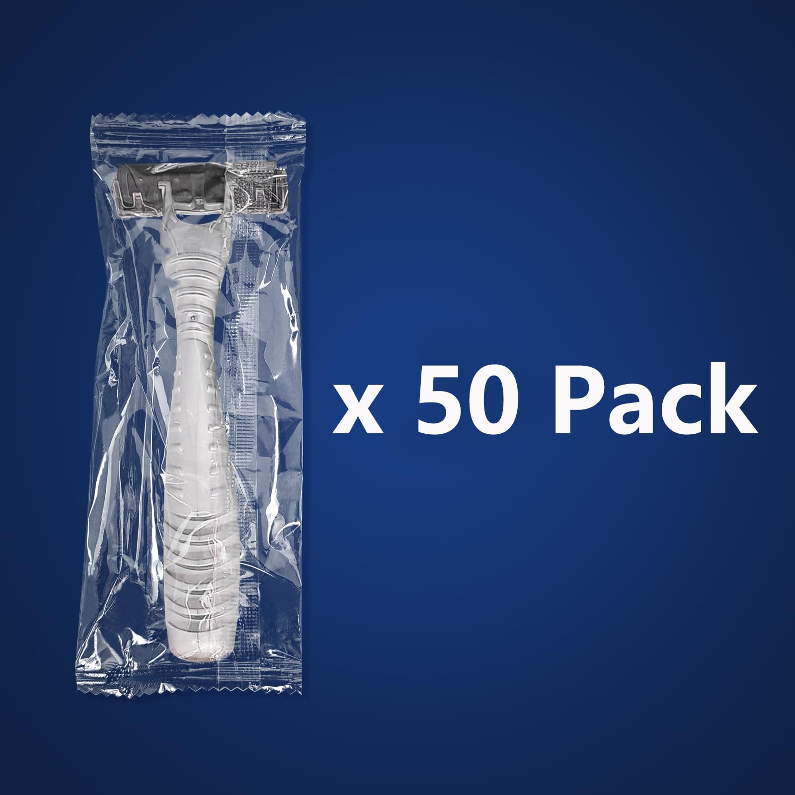 (50 Pack) Kheoxusa Triple Blade Disposable Razors - Individually Wrapped for Hygiene - Perfect for Travel, Hotels, Airbnb, Tattoo Aftercare & Grooming - Silver
