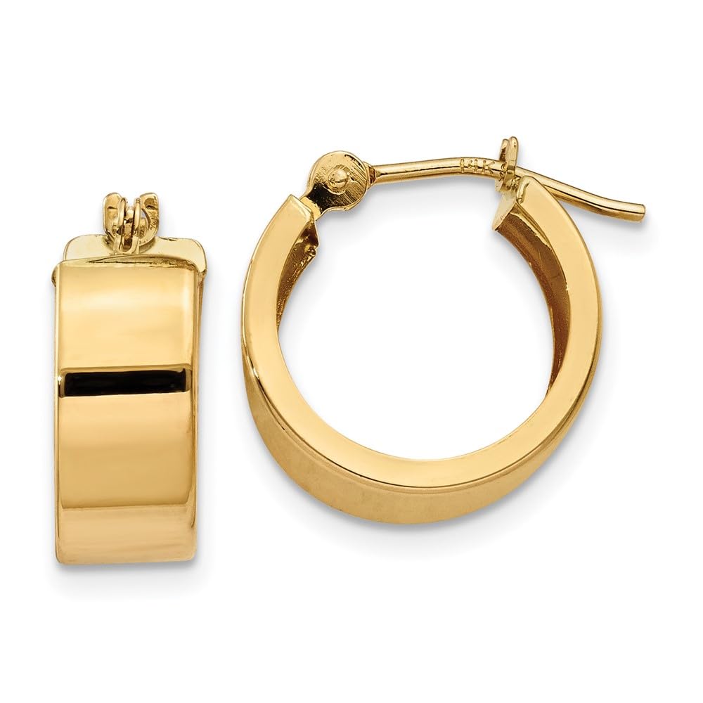 14K Yellow Gold Polished Hoop Earrings for Women - Classic Circle Huggie Earrings for Everyday Wear, Gift Giving & Special Occasions