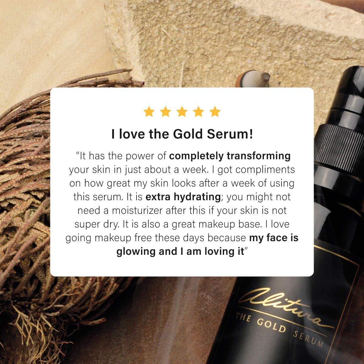 Alitura Gold Anti-Aging Face Serum for Women & Men - Vitamin A & Marine Collagen Facial Treatment to Reduce Fine Lines & Wrinkles - 100ml Hydrating Serum for Radiant Skin - Perfect for Night Routine & Daily Skincare Regimen