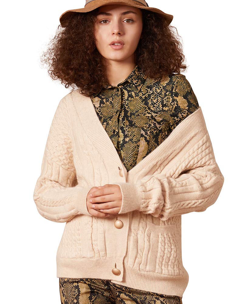 Women's Thick Cashmere Cardigan Sweater with Pockets - Solid Color Button Down Knitwear for Fall & Winter | Office, Travel & Casual Outfits