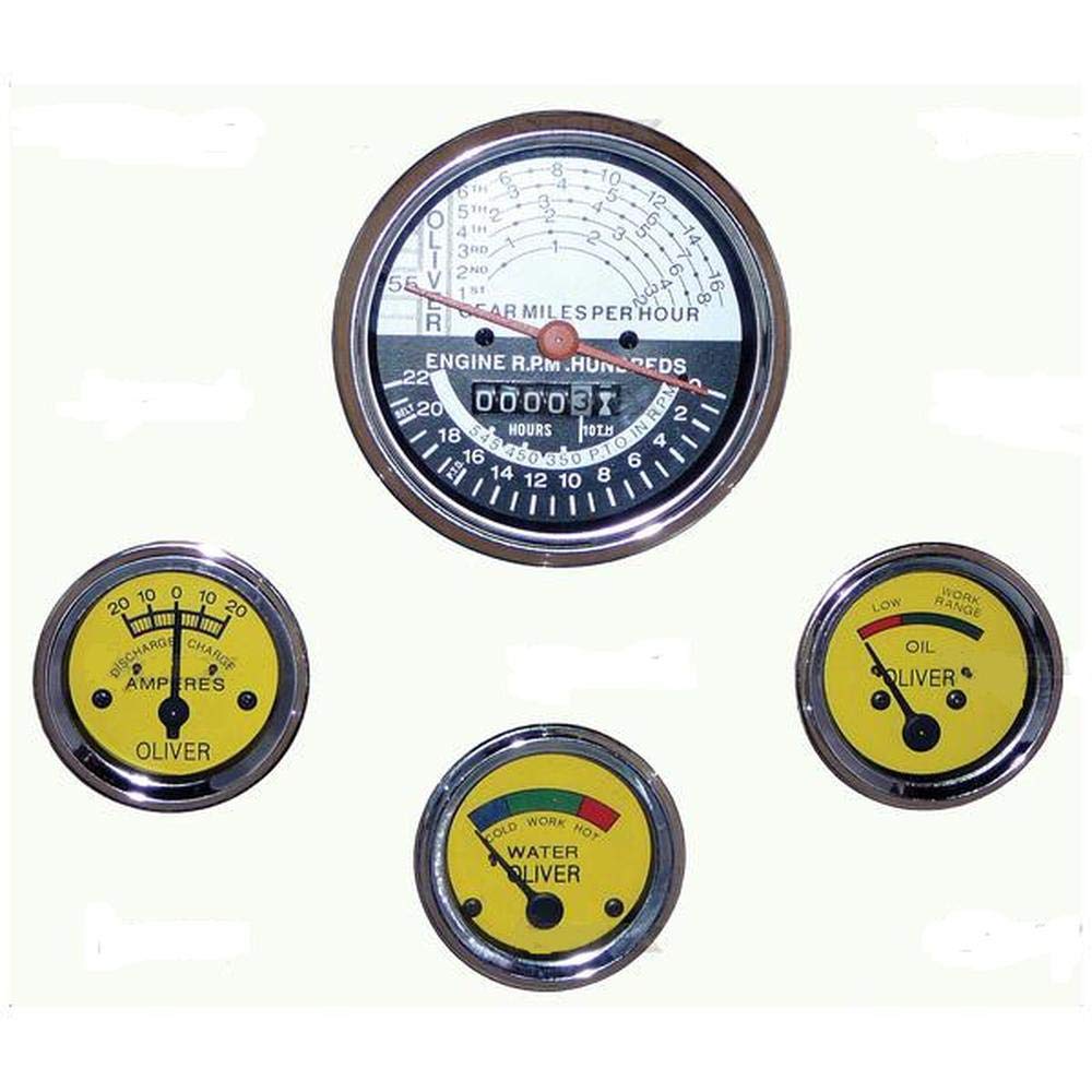 RAParts 100575A New Tachometer Oil Water Amp Gauge Kit for Oliver Super 55 66 77 Tractors - Replacement Dashboard Instrument Cluster for Farm Equipment Maintenance & Restoration