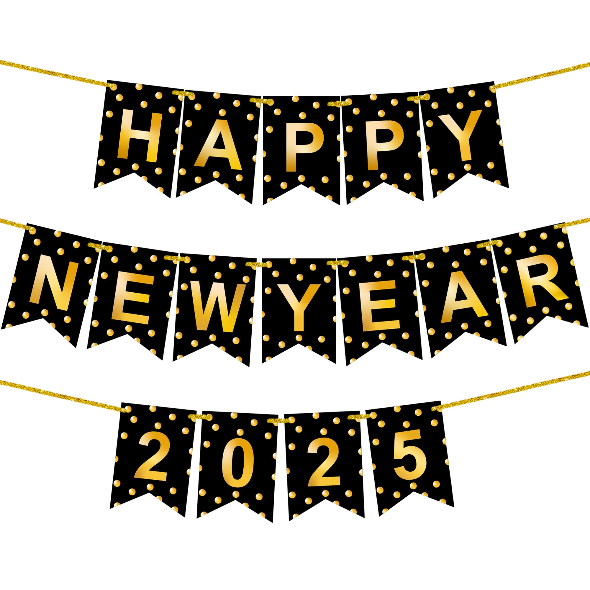 KatchOn 10 Feet Happy New Year Banner 2025 - No DIY New Year's Eve Party Decorations for Wall, Door & Home Celebration | NYE 2025 Party Supplies & Holiday Decor
