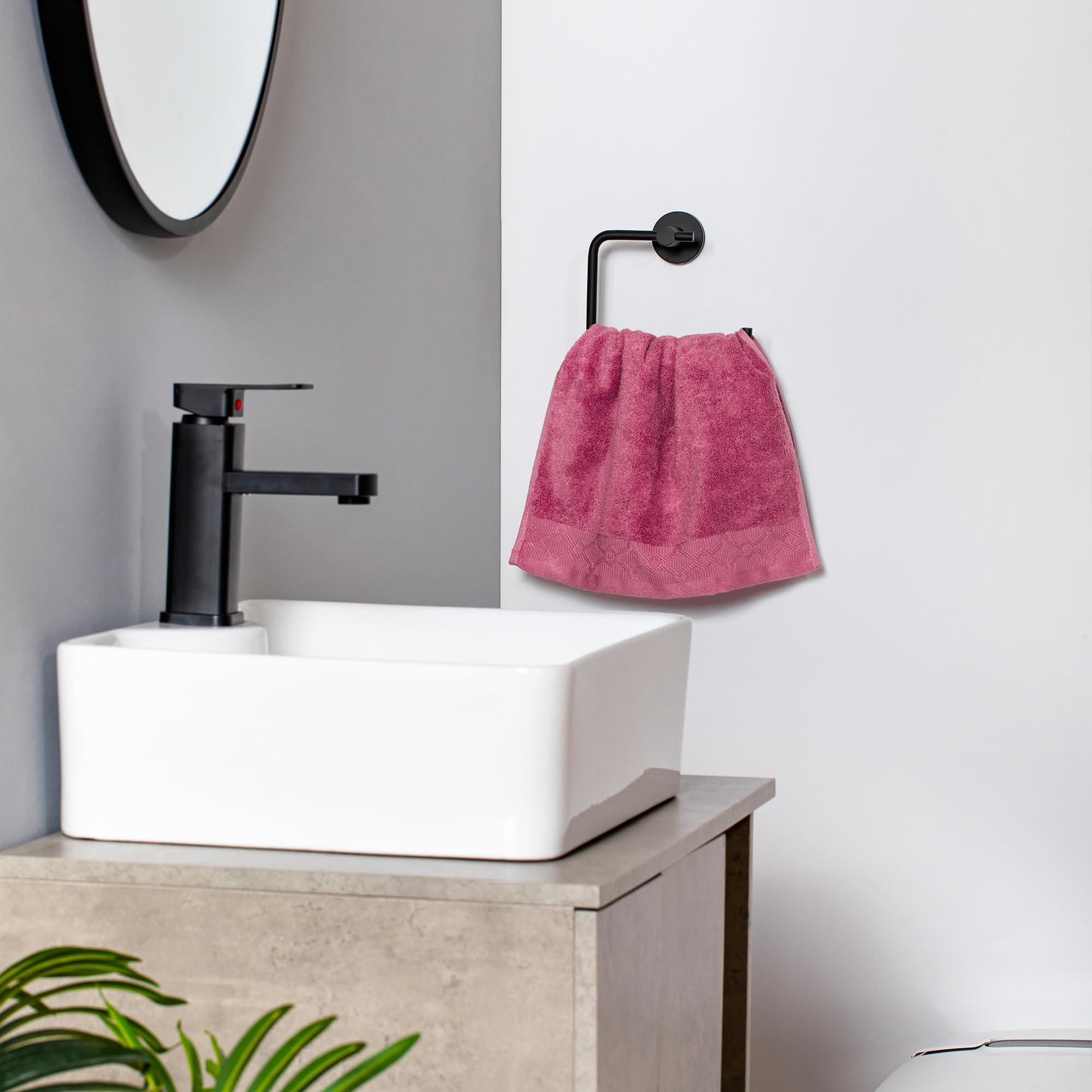 Marmolux Acc Matte Black Hand Towel Holder - Stainless Steel Kitchen & Bathroom Towel Rack - Modern Durable Design for Home, Hotel, Spa, and Office Use
