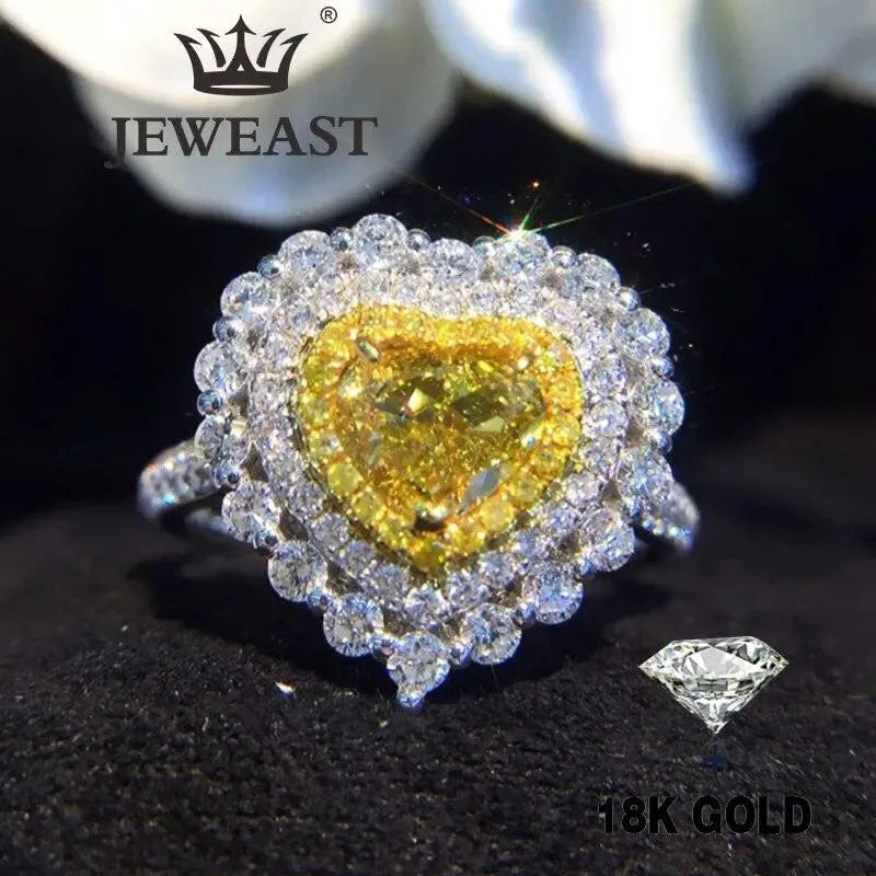 18K Gold Diamond Ring for Women - Natural Gemstone Engagement Wedding Band - Elegant Classic Fine Jewelry Gift for Anniversary, Valentine's Day & Special Occasions