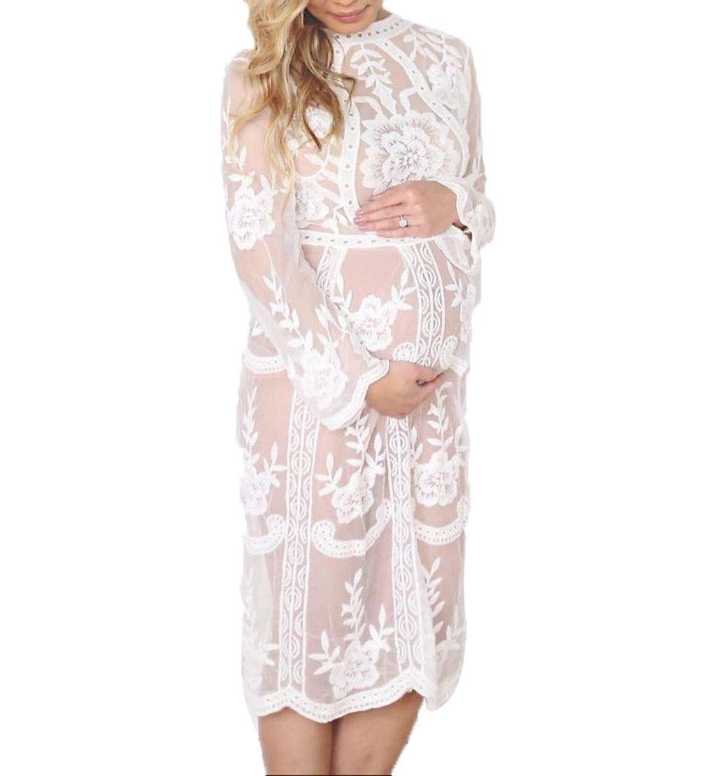 Elegant Maternity Lace Dress for Photoshoots - Sexy & Fancy Pregnancy Gown for Maternity Photography - Perfect for Baby Shower, Maternity Shoot, and Special Occasions
