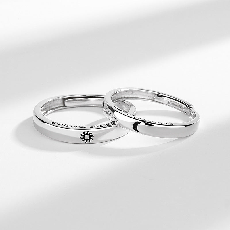 Sun and Moon Couple Rings for Women & Men - Sterling Silver Matching Promise Rings - Perfect for Anniversaries, Weddings, and Romantic Gifts
