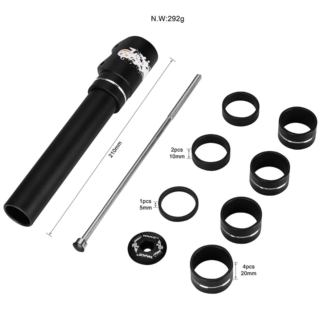 **Adjustable Bike Stem Riser - Aluminum Alloy Handlebar Extender for Mountain, Road, MTB, BMX & Fixie Bikes - Black | Perfect for Comfort & Height Adjustment**    *(Use Case: Ideal for cyclists seeking better posture, comfort, and control on long rides or rough terrains.)*