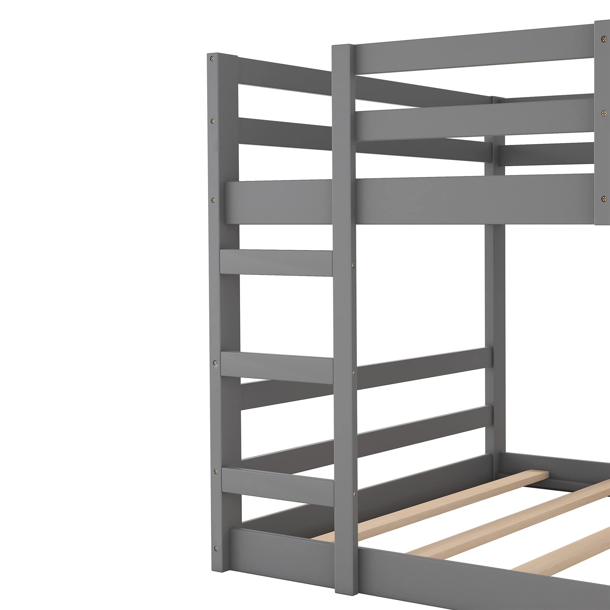 **CITYLIGHT Low Bunk Beds Full Over Full, Sturdy Wooden Bunk Bed for Kids & Teens, Twin Bunk Bed with 2 Ladders for Boys & Girls Bedroom, Dormitory, Space-Saving (Full Size, Grey) – Perfect for Small Rooms, Shared Kids' Bedrooms & College Dorms**