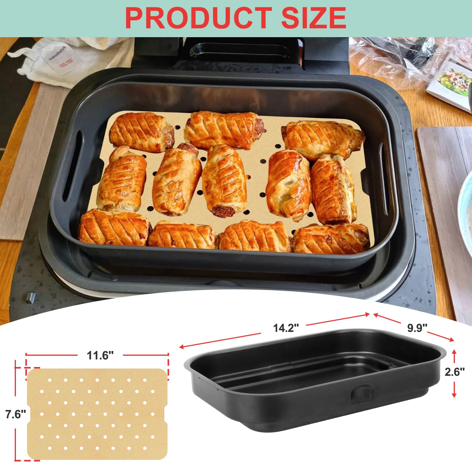 **Disposable Non-Stick Grill Plate & Air Fryer Liners for Ninja FG551 Foodi Smart XL 6-in-1 Indoor Grill – 14.2