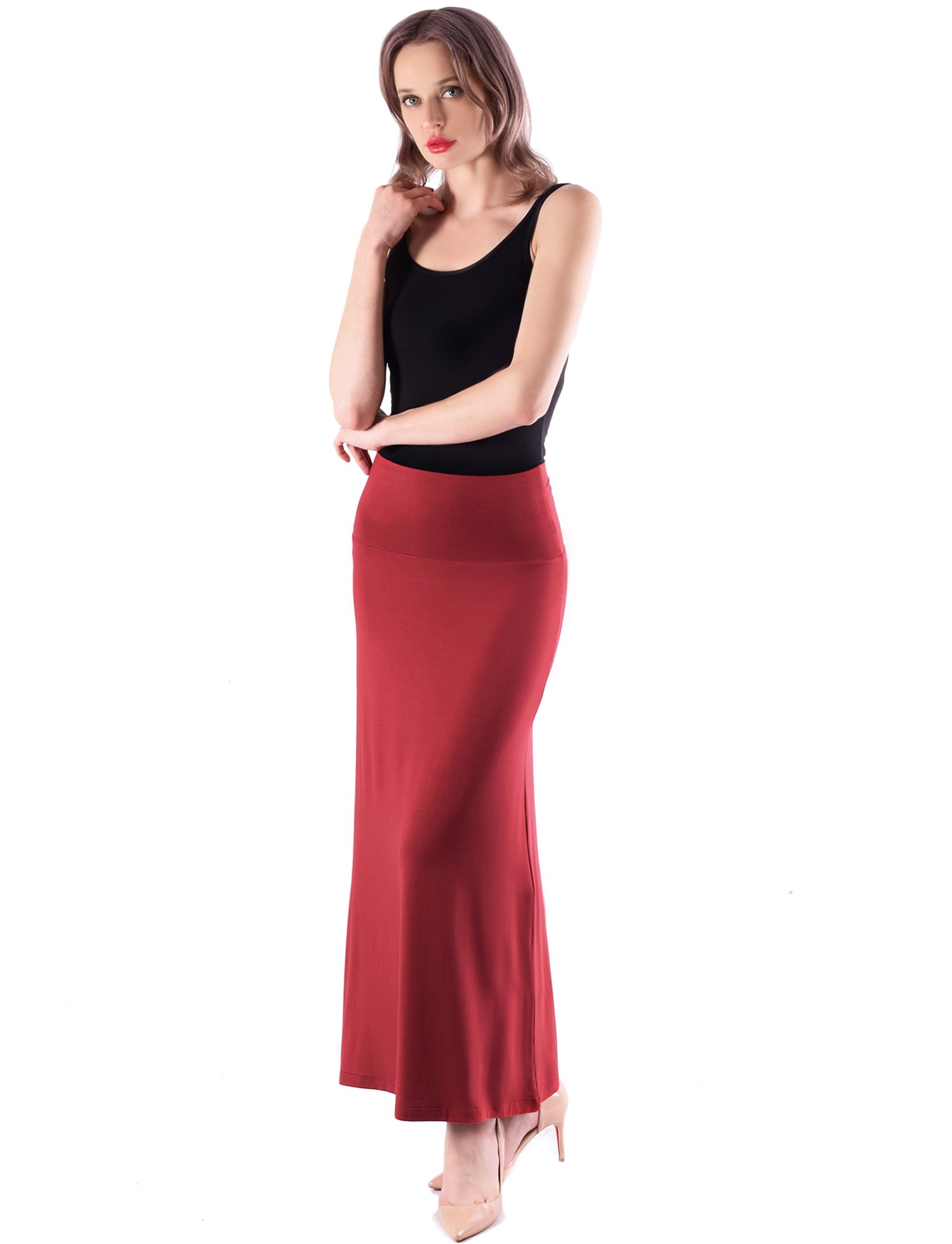 Women's Summer Lightweight Super Soft Solid Maxi Long Skirt - Flowy Beach Skirt for Vacation, Boho Chic Outfit, Casual Dress