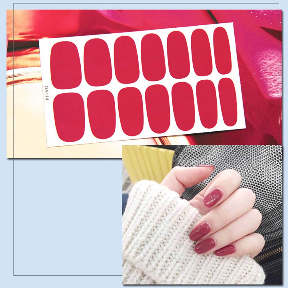 SILPECWEE 14 Sheets Solid Color Nail Polish Strips - Self-Adhesive Nail Stickers, Full Nail Wraps with 1 Nail File - Long Lasting DIY Manicure for Women | Perfect for Parties, Weddings & Everyday Wear