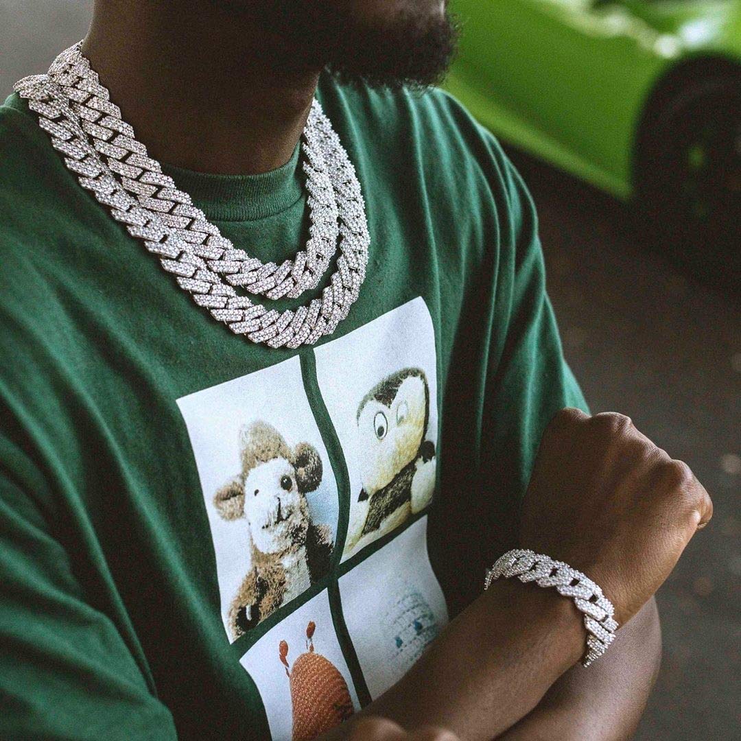 20mm 6 Times 14K Gold Plated Iced Out Lab Diamond Miami Cuban Link Chain Choker for Men - Hip Hop Jewelry with Box Clasp - Perfect for Parties, Gifts & Streetwear Fashion