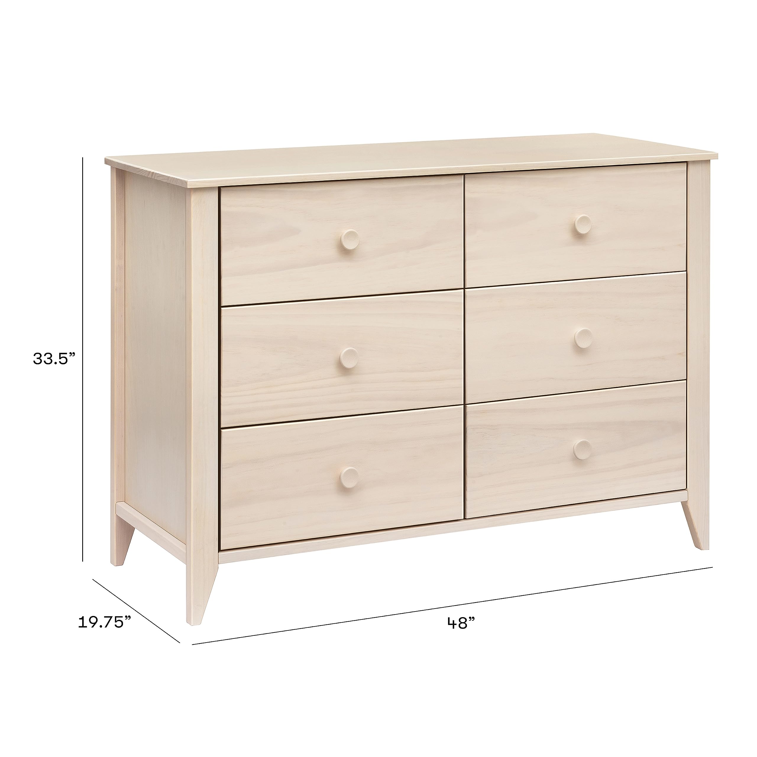 Babyletto Sprout 6-Drawer Kids Dresser - Nursery & Bedroom Storage Furniture - GREENGUARD Gold Certified Wood Dresser for Boys & Girls - Washed Natural Finish - Perfect for Baby Room Organization & Living Room Storage