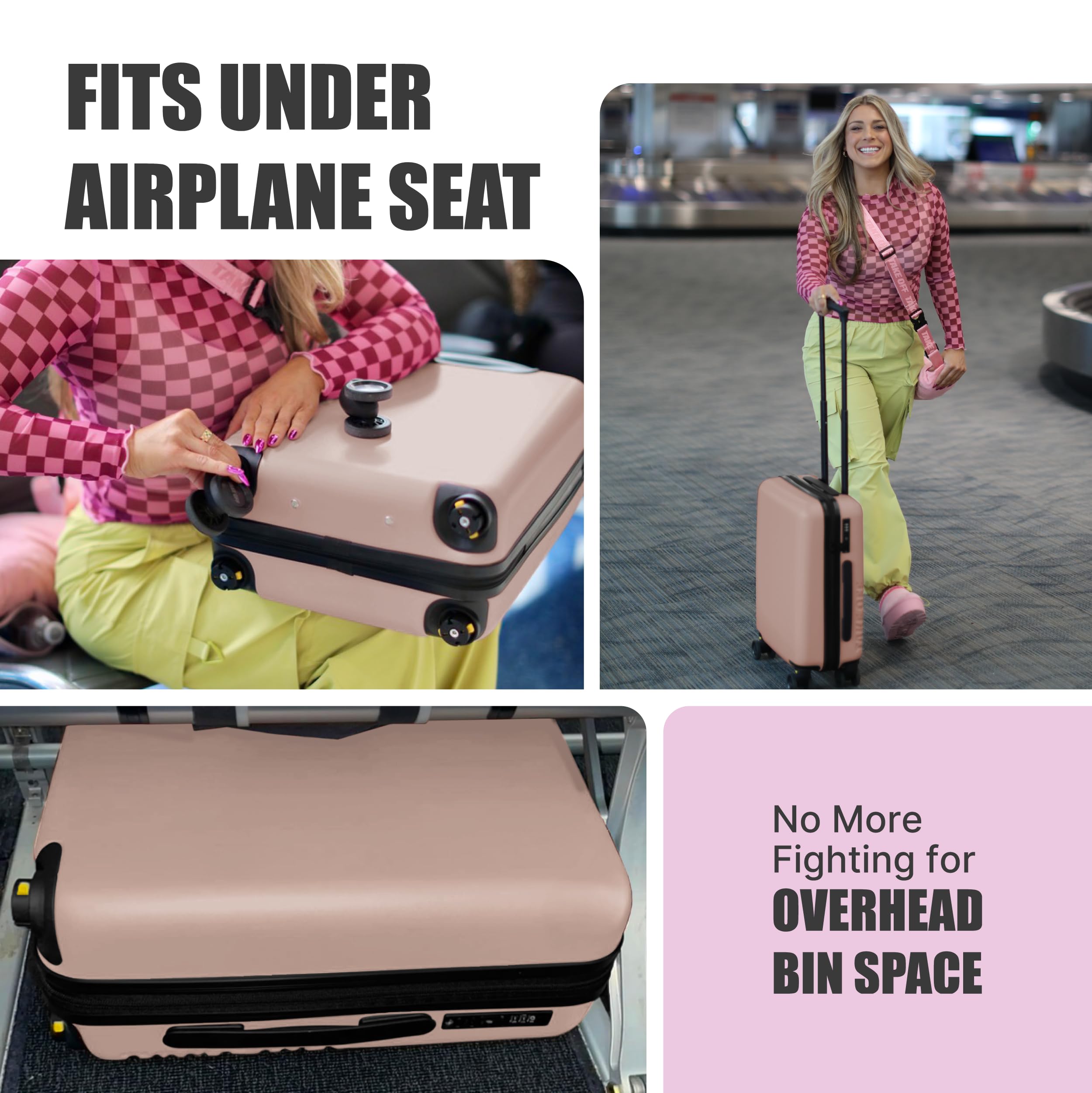 Take OFF Luggage Personal Item Suitcase 3.0 EXP - Rose | Carry-On Approved Underseat Travel Bag for Airlines | Perfect for Business Trips & Weekend Getaways