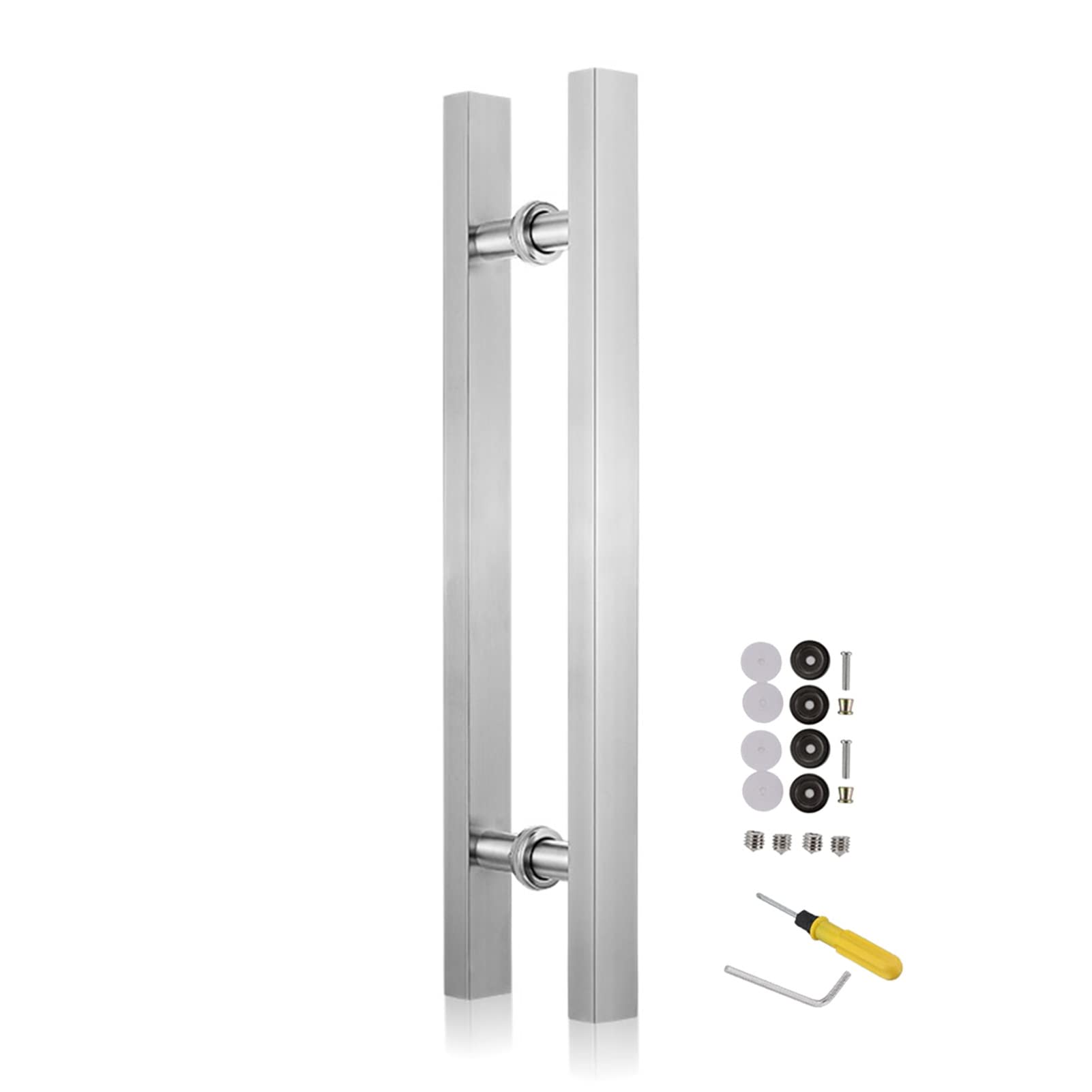 YYSS Stainless Steel Push Pull Bar Handle Set - 60in to 120in Adjustable Length for Interior & Exterior Wooden/Glass Doors (Silver) - Includes Installation Tools & Screws | Perfect for Entry Doors, Office Buildings, and Commercial Spaces