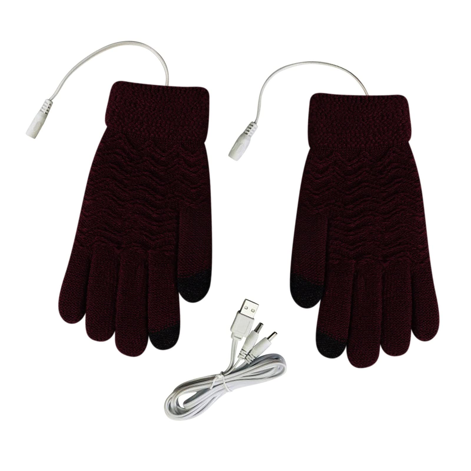 USB Rechargeable Electric Heating Gloves for Men & Women - 5-Finger Touchscreen Compatible - Warm Winter Gloves for Outdoor Activities, Skiing, and Cold Weather