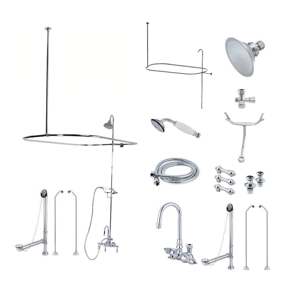 Kingston Brass CCK2181AL Vintage High Arc Gooseneck Clawfoot Tub Faucet Set - Antique Style Bathroom Fixture for Freestanding Bathtubs, Perfect for Classic and Victorian Home Decor