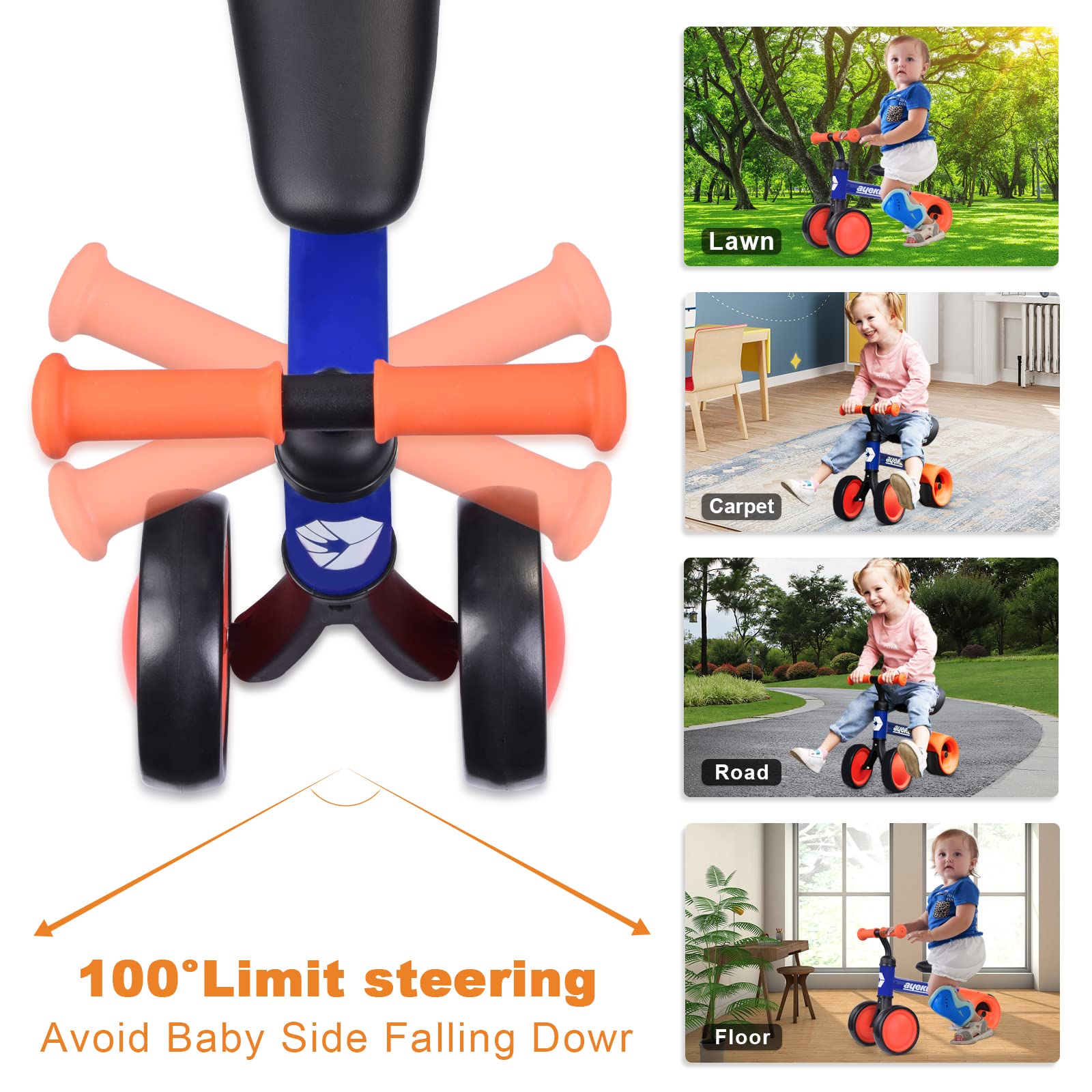 AyeKu Baby Balance Bike for Toddlers 12-36 Months - First Birthday Gift for 1 Year Old Boys & Girls - Training Bike to Help Babies Transition from Standing to Running - Perfect for Indoor Play, Outdoor Learning & Developing Motor Skills