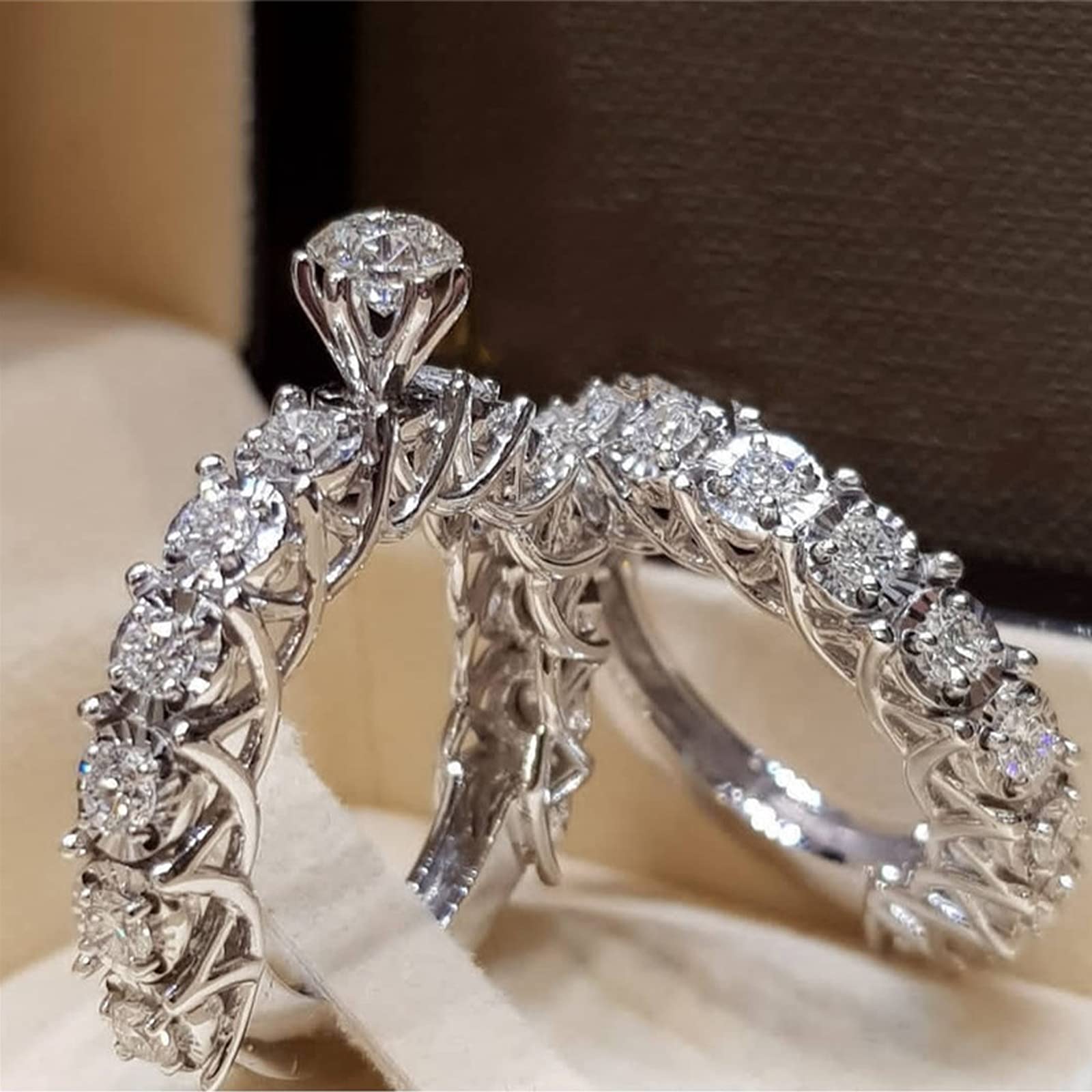 925 Sterling Silver Shiny Full Diamond Gemstone Ring - Cubic Zirconia CZ Eternity Wedding Band for Women | US Size 7 | Perfect for Engagement, Anniversary & Special Occasion Gifts
