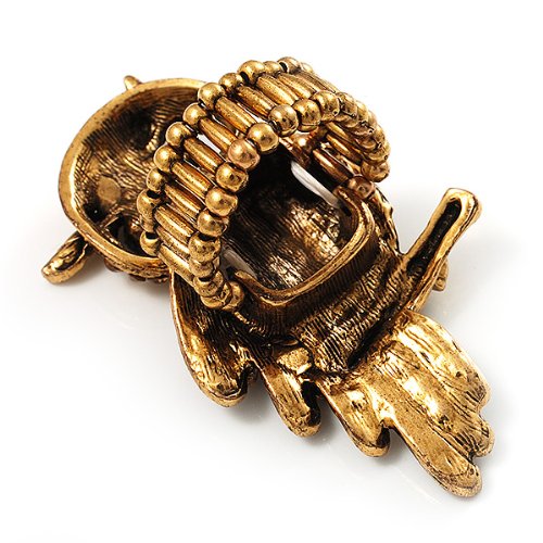 Elegant Vintage Gold Owl Stretch Ring with Diamante - Perfect for Boho Fashion, Gift Giving & Everyday Wear