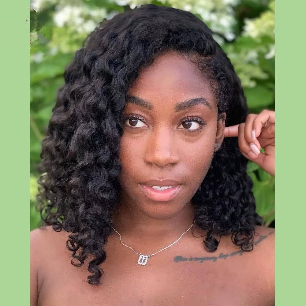 HD Lace Short Deep Wave Human Hair Lace Front Wig - 13x6 Pre Plucked 150% Density Glueless Bob Wig with Baby Hair | Brazilian Virgin Hair | 10 Inch Short Curly Bob Wig for Women - Perfect for Daily Wear, Parties & Special Occasions