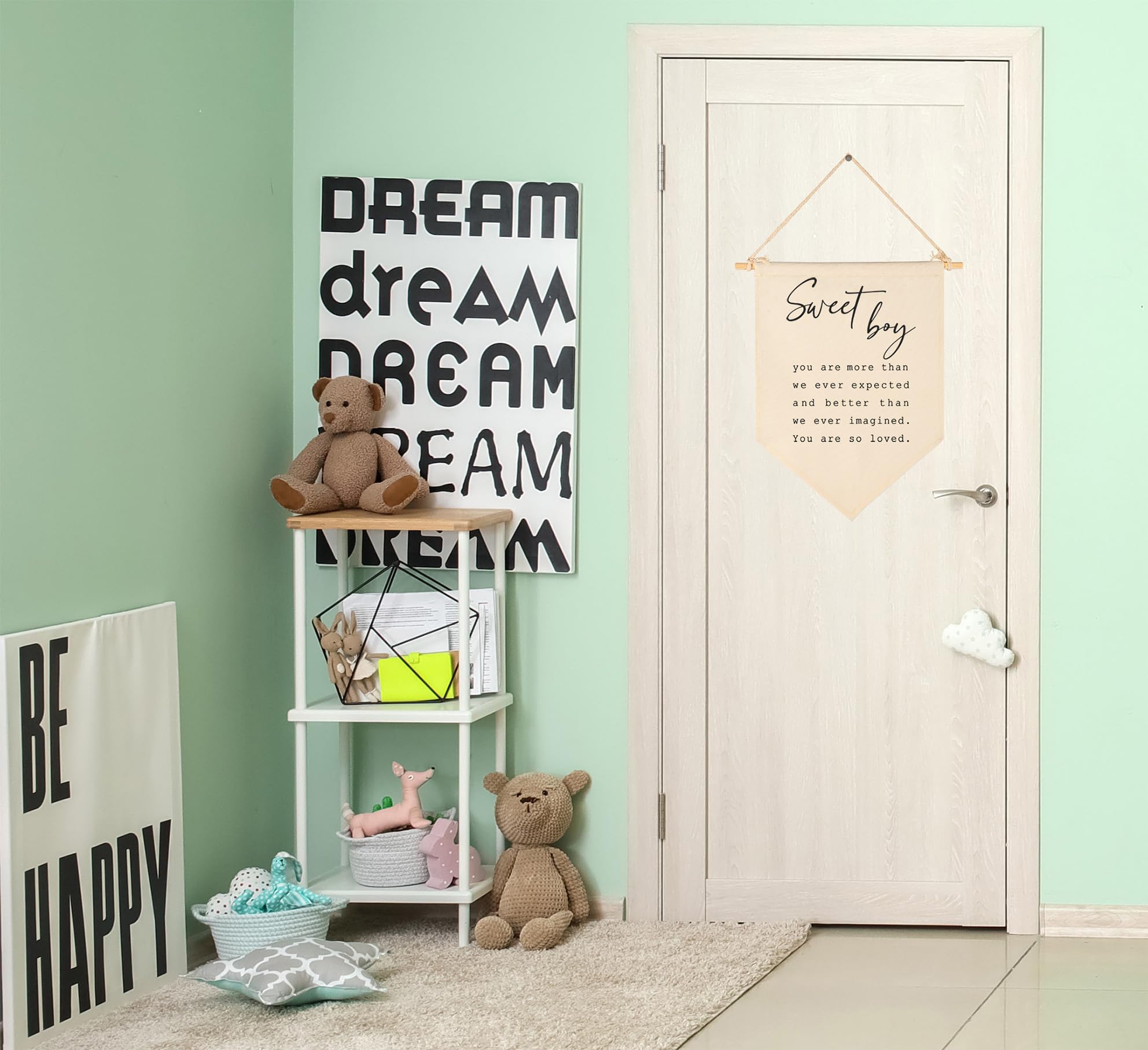 Sweet Boy Baby Banner - Nursery Wall Decor for Baby Shower, Newborn Gifts, Kids Room Sign - Perfect for Playroom, Bedroom & Front Door Decorations