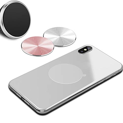 VizGiz 4 Pack Magnetic Phone Holder - Metal Plate Replacement with Iron Adhesive - Round Backing Disc for Car Air Vent Mount - Compatible with Phone Cases & Magnetic Mounts - Perfect for Hands-Free Driving & Navigation