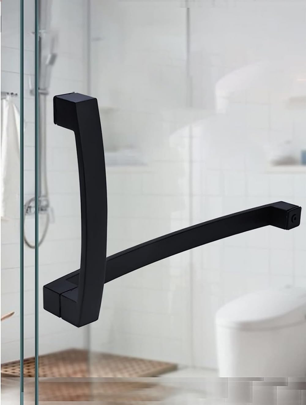 Premium Matte Black 304 Stainless Steel Shower Door Handle - Push-Pull Glass Door Knob Replacement (225mm & 425mm) for Modern Bathroom & Spa Accessories - Durable & Stylish Upgrade for Shower Enclosures