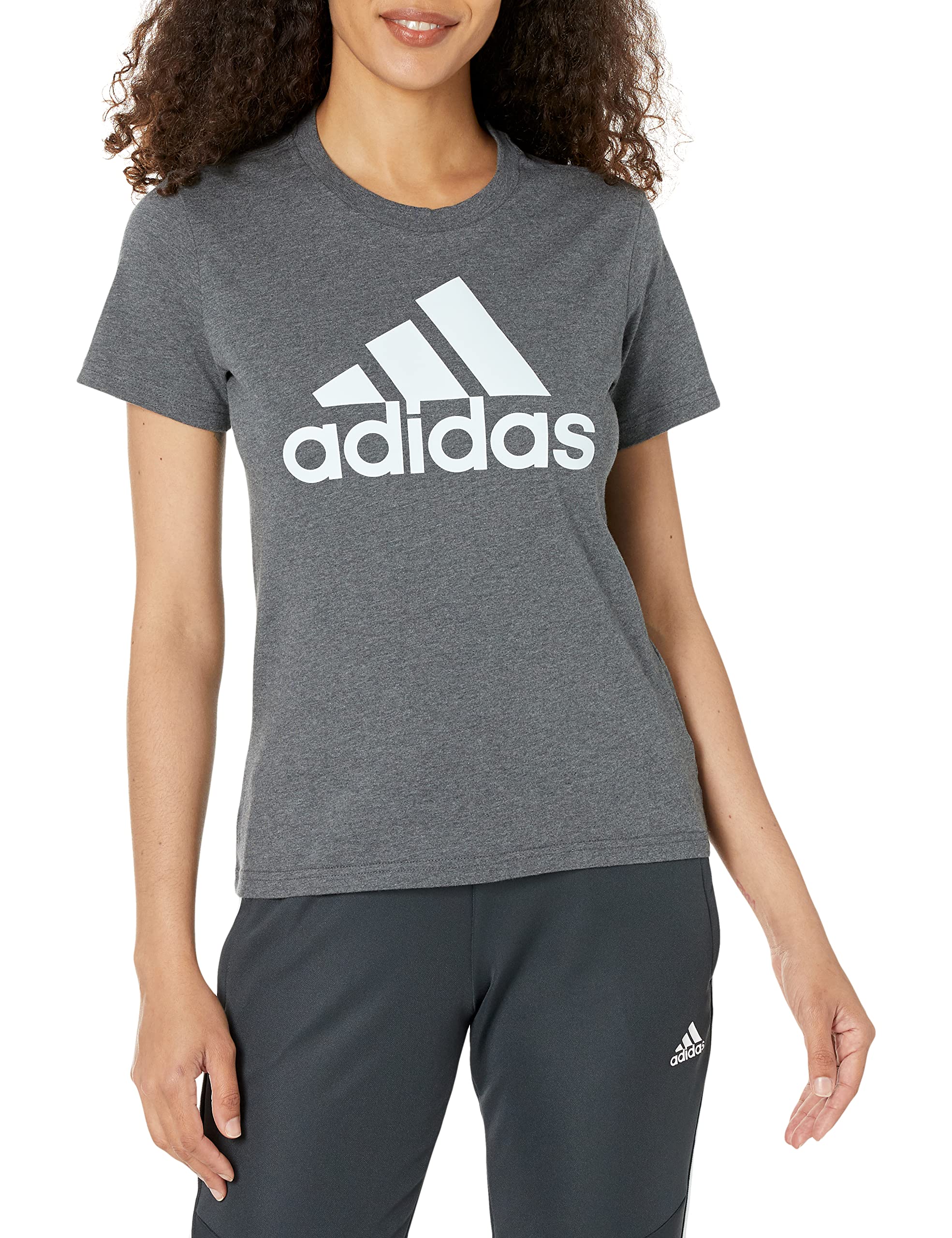 Adidas Women's Logo Essential Loungewear T-Shirt - Soft Casual Tee for Relaxing at Home, Yoga & Everyday Wear