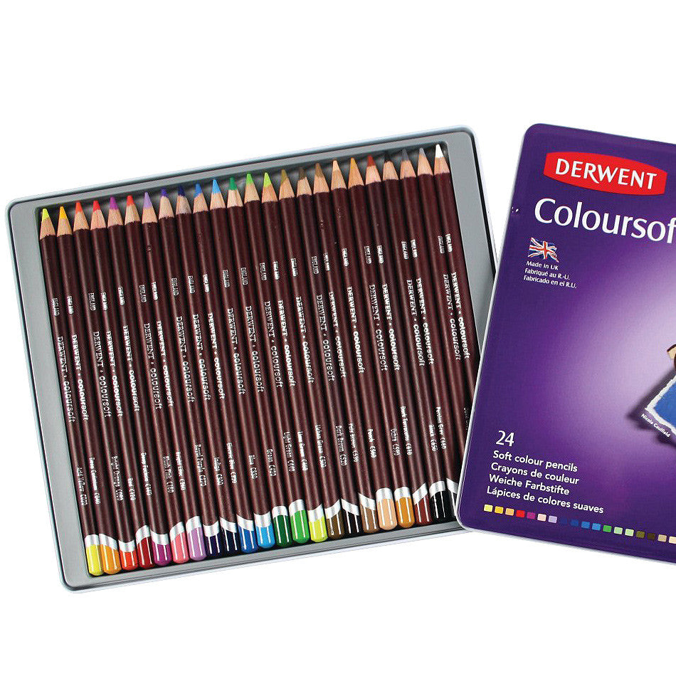 Derwent Coloursoft 24 Premium Colored Pencils Set - Vibrant Artist Drawing Pencils for Sketching, Coloring & Professional Artwork - Perfect for Adults & Kids Art Projects, School Supplies & Creative Gifts