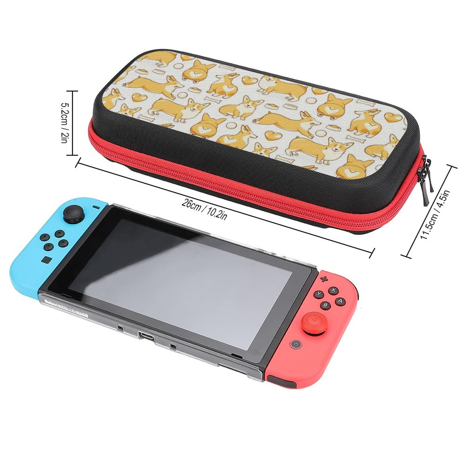 FunnyStar Welsh Corgi Dog Themed Protective Carrying Case for Nintendo Switch - Waterproof Storage Handbag for Travel, Commuting & Gaming Accessories
