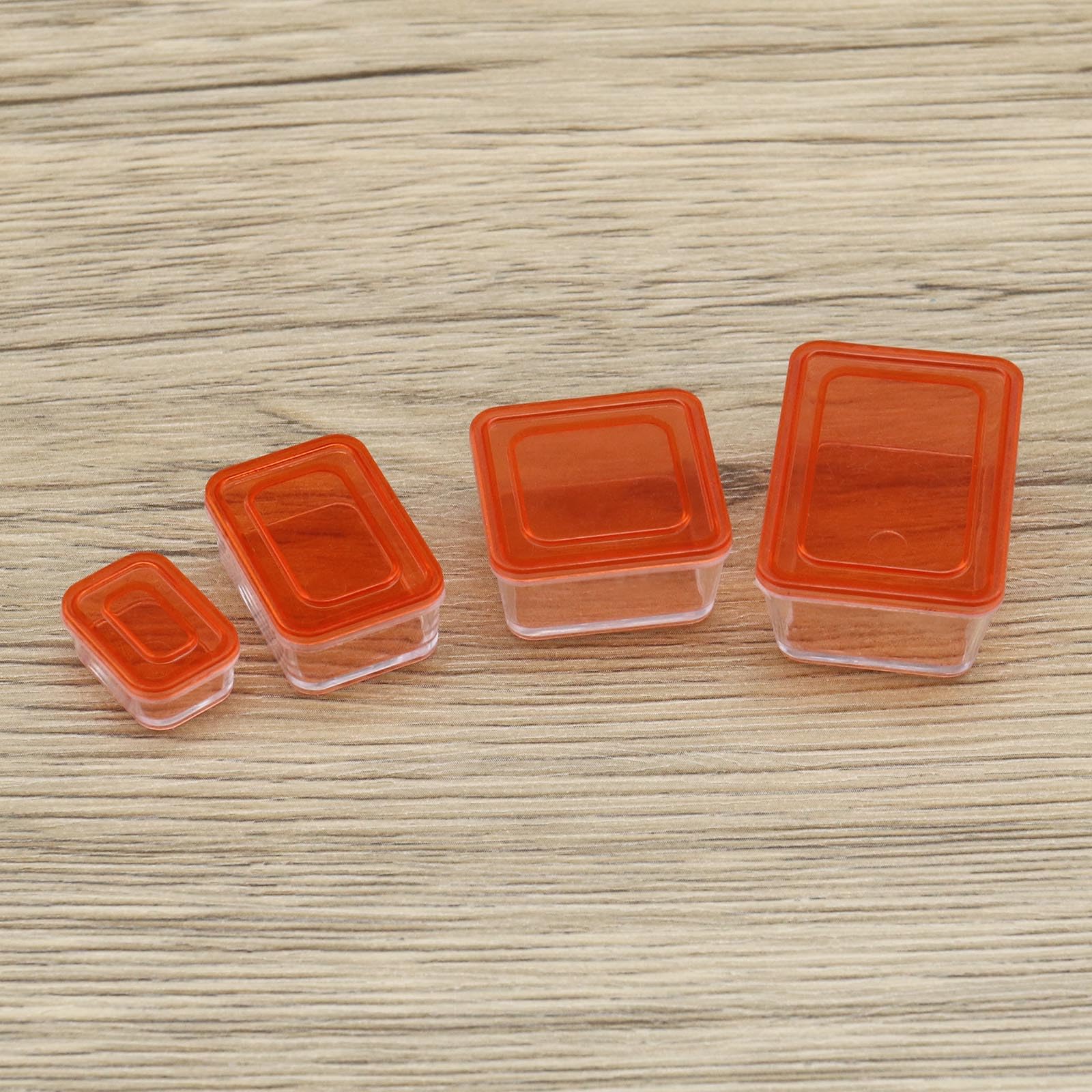 eMagTech 4Pcs Miniature Dollhouse Food Storage Box Set - 1/6 & 1/12 Scale Plastic Bento Box & Fresh Container for DIY Dollhouse Decor - Perfect for Mini Kitchen Scenes & Collectible Display