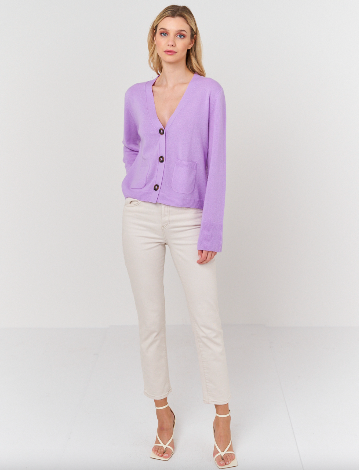Lilac Crochet Back Cardigan for Women - Elegant Boho Open Front Sweater for Spring & Summer - Perfect for Beach, Date Night, and Casual Outings
